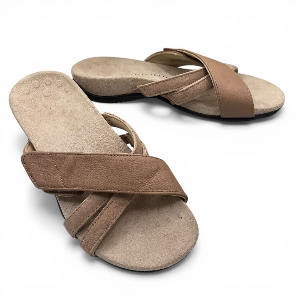 Vionic Zarie Leather Upper Flats Sandals 6.5